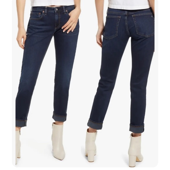rag & bone Denim - Rag & Bone Dre Low Rise Slim Boyfriend Jeans Bianca Dark Blue
